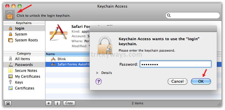 mac os recover keychain password