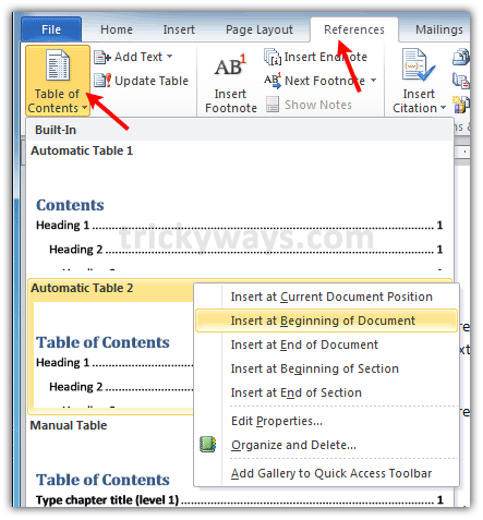How to Create Table of Contents in Word 2007/2010 | MS Office