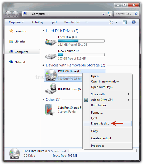 how to erase disks in windows 7