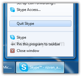 Quit Skype as of  taskbar in Windows 7