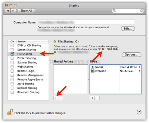 Enable folder  sharing mac