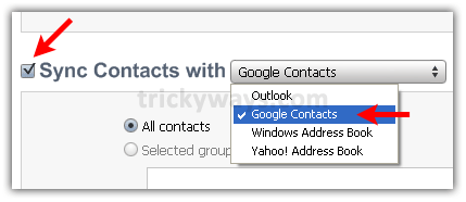 Sync contacts by means of  Google