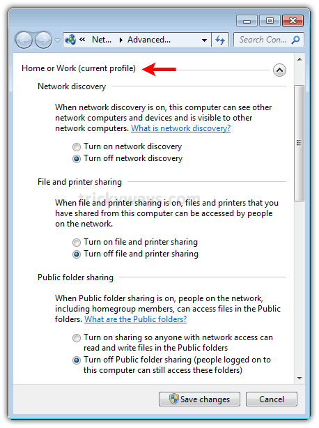 Turn Off Network Discovery, File/Printer Sharing and Public Folder Sharing In Windows 7 | MS Windows