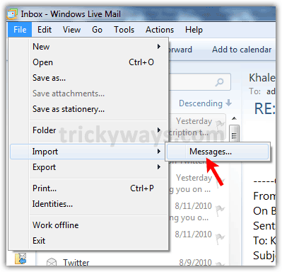 Copy Vista Windows Mail
