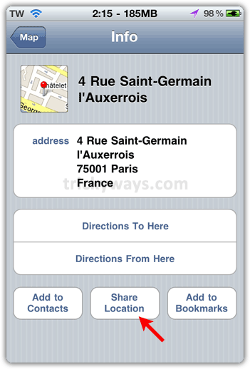 Share map site  iphone