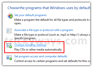 Change autoplay settings Windows 7