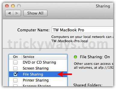 File sharing OS X Lion