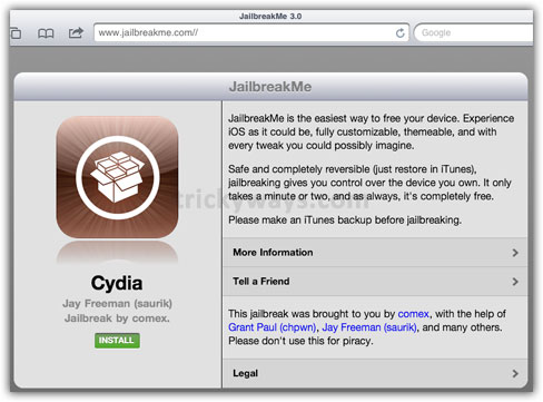 Jailbreak iPad 2 on iOS 4.3.3 by means of  JailbreakMe 3.0 | iPad