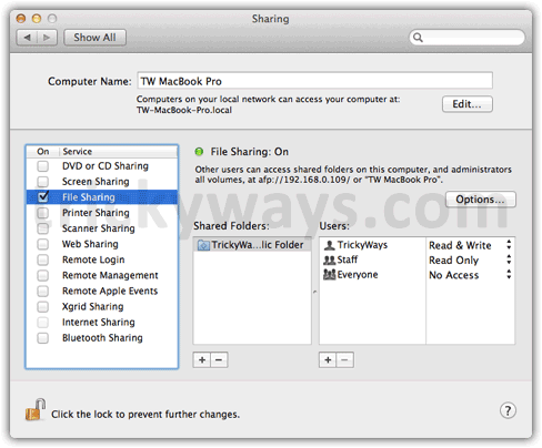 OS X Lion File sharing