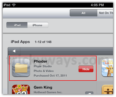 How to Hide / Unhide Apps as of  App Store Purchases on iPad | iPad