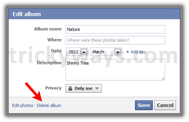 how to delete album in facebook timeline