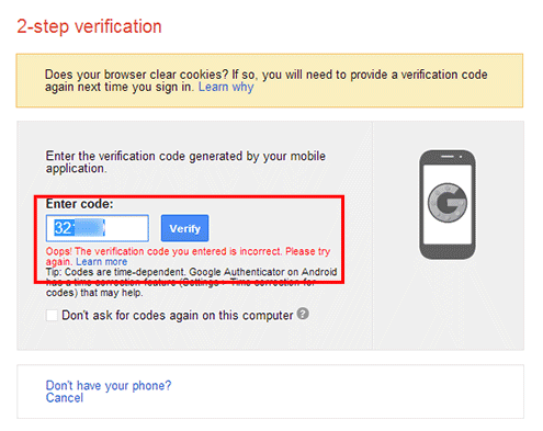 Google authenticator not working