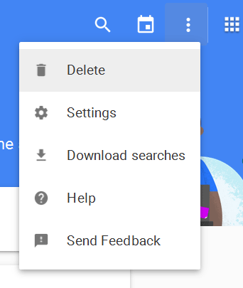 delete history activity google account web app select corner option icon menu right