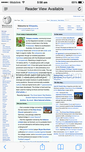desktop version of the site safari