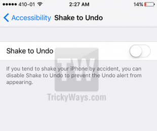 disable shake to undo ios 9