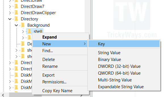 add new key for context menu
