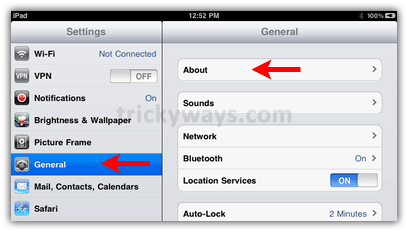 iPad general settings