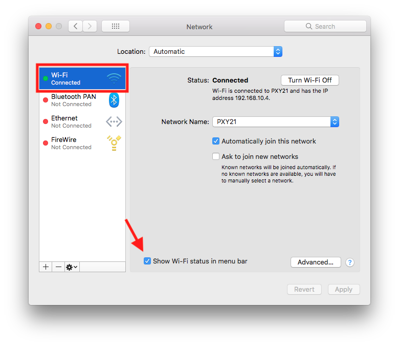 show wifi icon mac menu bar