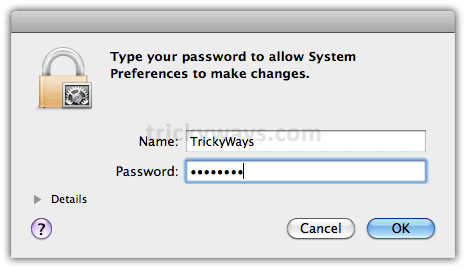 Type User password