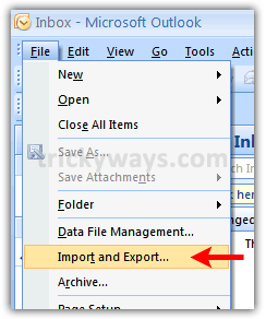 Outlook 2007 import and export