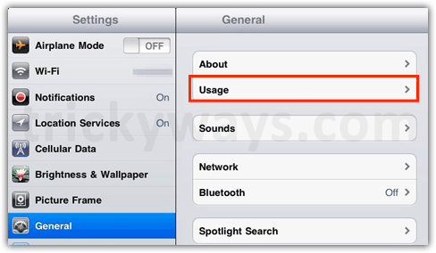 iPad 2 general usage settings