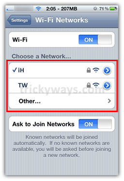 iPhone WiFi Networks