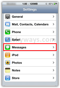 iPhone messages settings