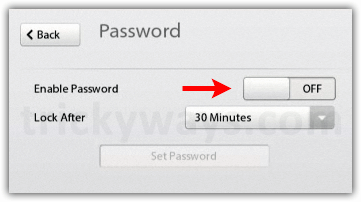 PlayBook enable password