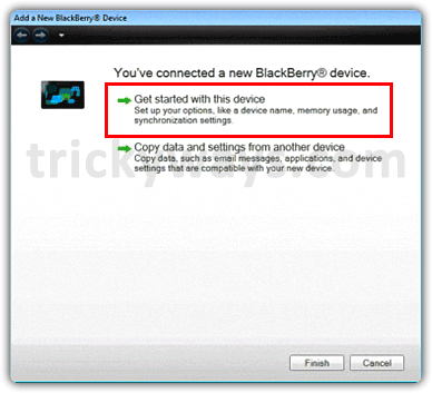 Setup new device BlackBerry Desktop Software