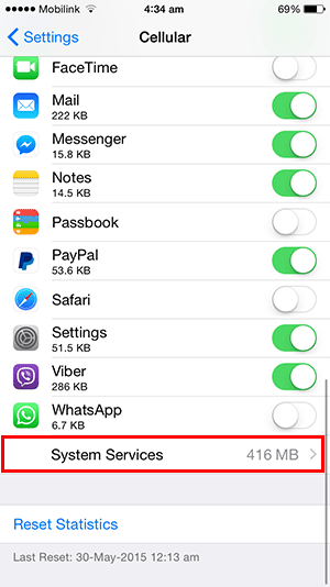 iphone data usage by system services