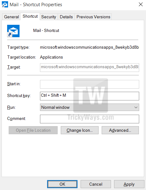 assign custom shortcut to program