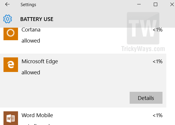 battery usage app details
