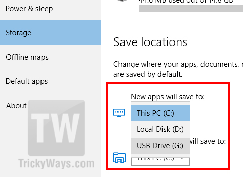change apps location windows 10