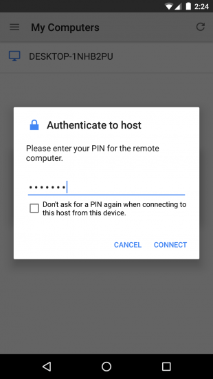 password for remote host