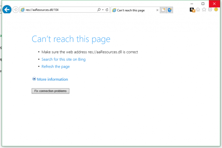 Fix Res aaResources dll 104 Error On Internet Explorer Windows