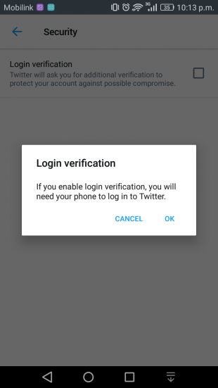 login verification confirmation