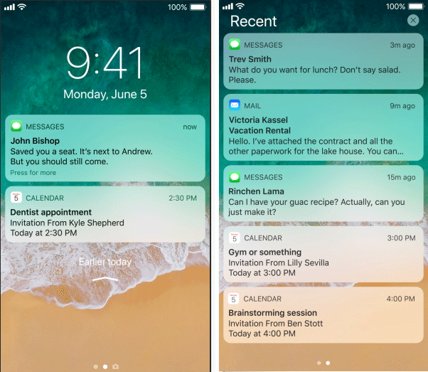 notification center lock screen ios 11