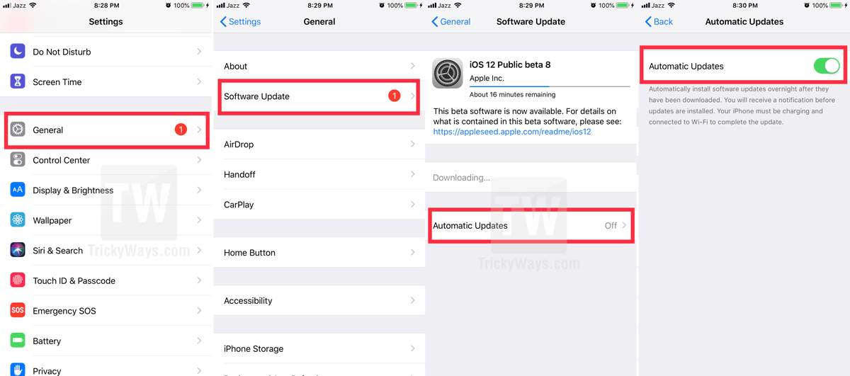 ios automatic update turn on or off