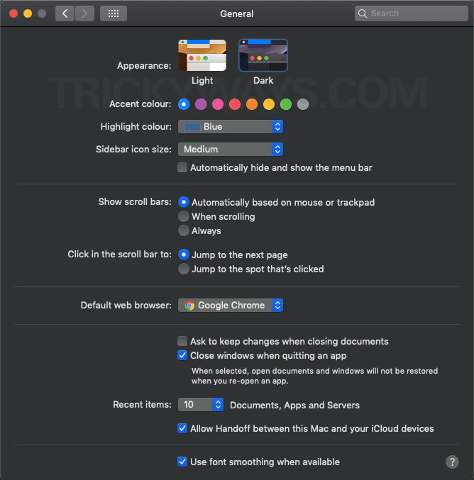 Enable Dark Mode macOS Mojave