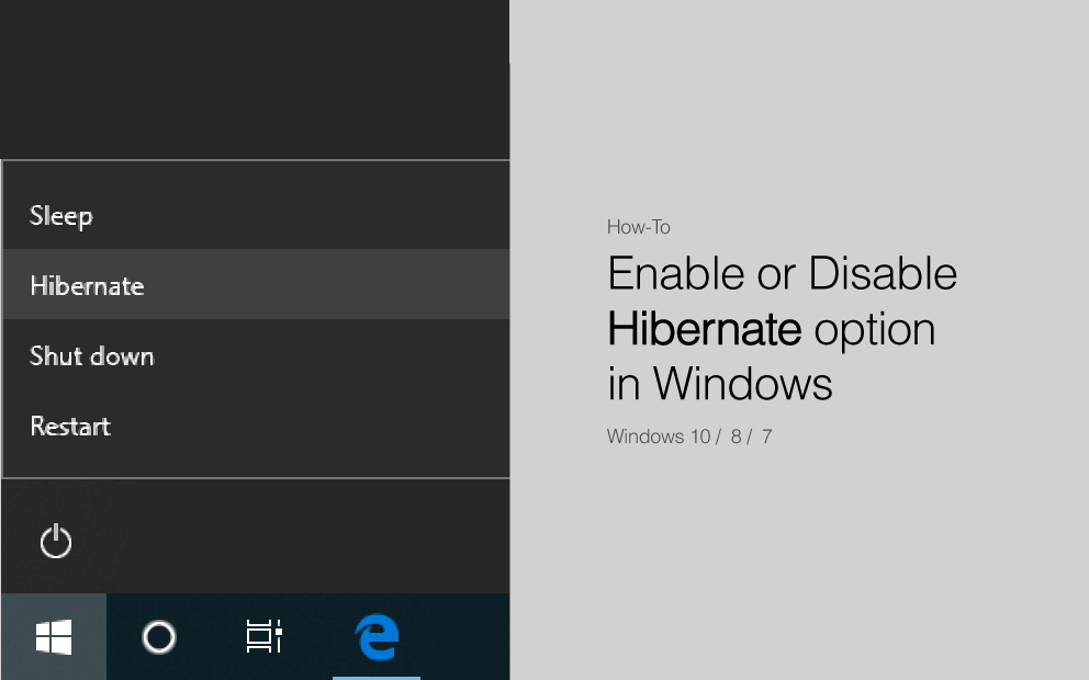 enable or disable hibernate windows