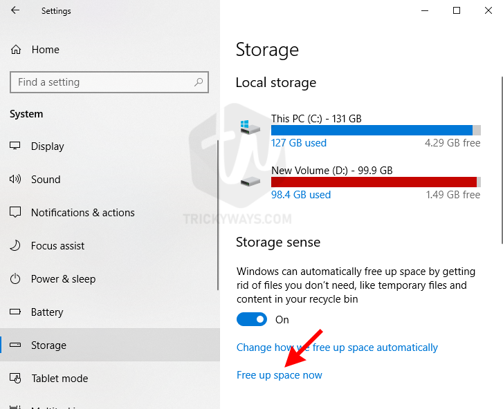 free up space now windows 10