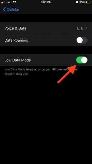 iphone cellular low data mode