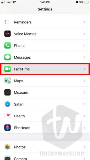 iphone settings facetime