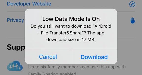 low data mode is on do you want to install