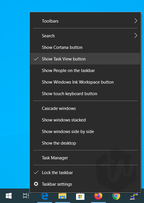 hide task view button windows 10