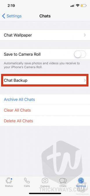 whatsapp chat backup on iphone