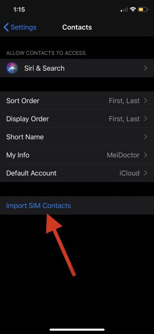 import SIM contacts on iphone