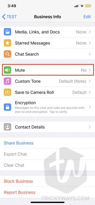 mute notifications and apply settings