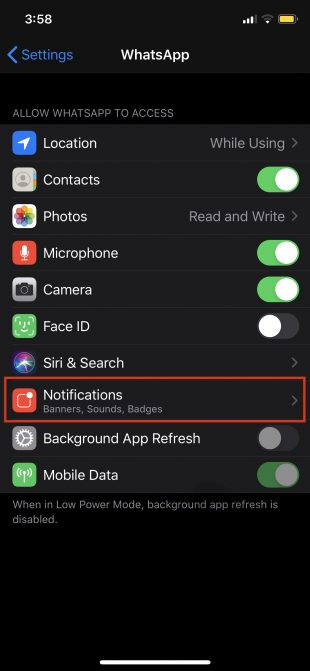turn off whatsapp notifications completely
