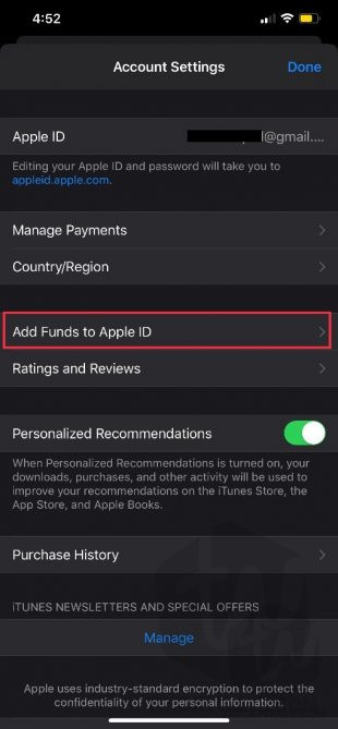 add funds to apple id